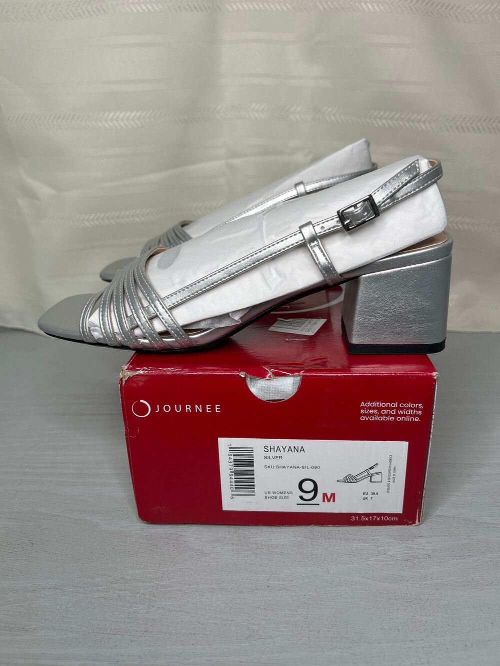 Journee Collection Shayana Multi Strap Slingback Sandals Silver Womens Size 9 M